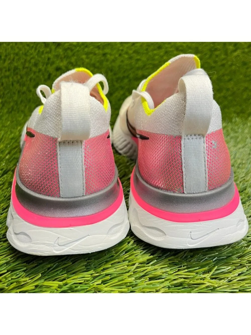 Nike React Infinity Flyknit 3 Womens Size 7.5 White Pink Running Shoes Sneakers